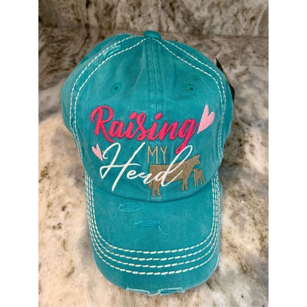 Baseball Cap Turquoise with Monogramming Raising My Herd #mothers day